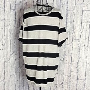 STEEL AND CONCRETE Black and White Striped‎ Shirt XL